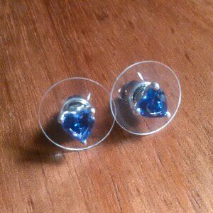 Purple Simulated Diamond Sterling Silver Heart Shaped Stud Earrings